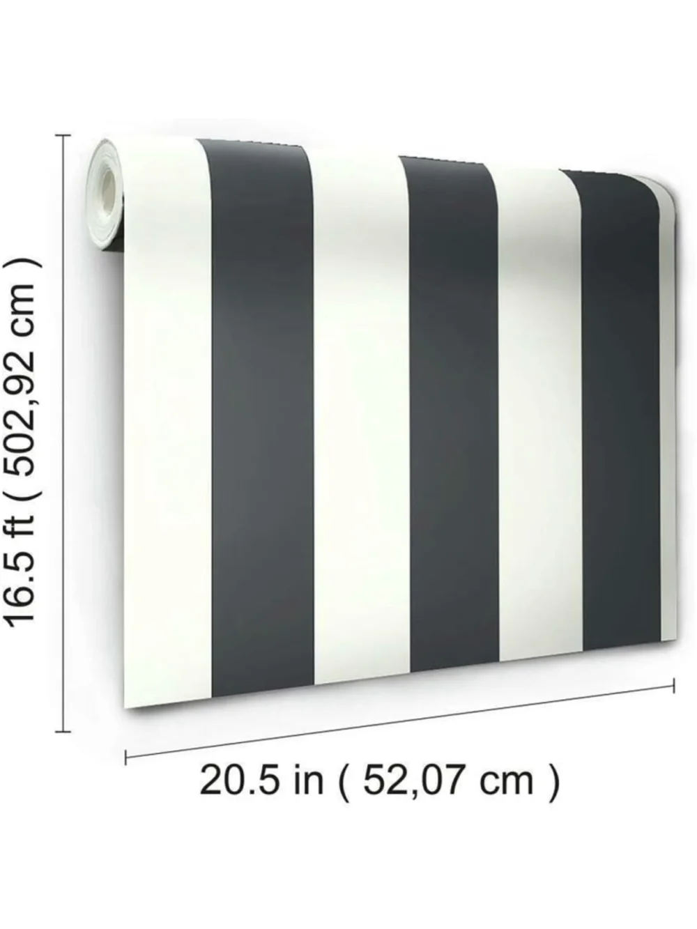 RoomMates RMK11082WP Black Awning Stripe Peel and Stick Wallpaper 20.5